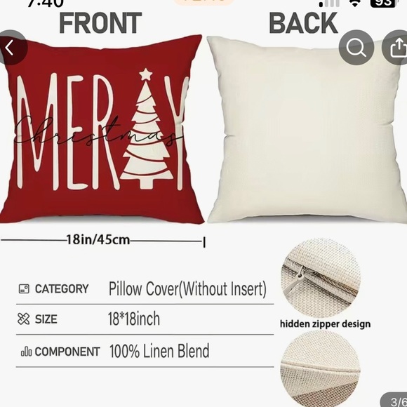 4pcs Merry Christmas Tree Decorative Throw Pillow Cover,18*18I nch Set Of 4 B15 - Picture 3 of 4